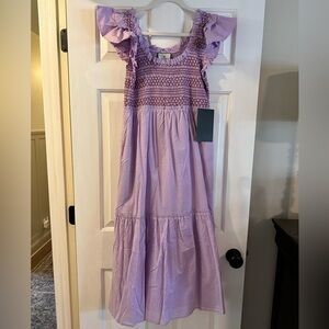 Tuckernuck Lavender Smocked Ruffle Midi Dress